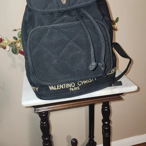 Valentino Christy Black Quilted Backpack In Excellent Condition